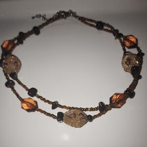 Elegant Brown Beaded Necklace #114